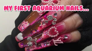 ♡ It's A BARBIE COLLAB! 🎉 ♡ HOW TO: Pink Designer Aquarium Nails ♡