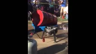 Crushing 55 gallon steel drum