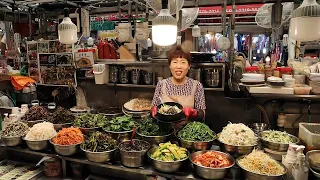 Seoul Gwangjang Market Original Bibimbap! One meal with 15 vegetables / korean street food