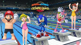 Swimming Gameplay Mario & Sonic At The Olympic Games Tokyo 2020 Mario Sonic Peach Daisy & Amy Switch