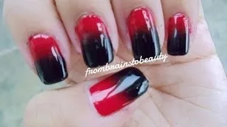 Gradient Nail Tutorial | Miami Heat - Black and Red (How To Ombre)