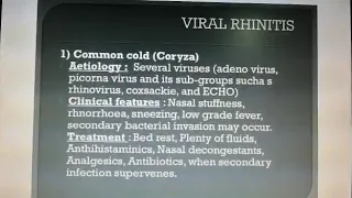 ENT 3rd Yr Lecture 28 3 2020  Acute Rhinitis