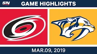 NHL Highlights | Carolina vs. Nashville – Mar 9, 2019