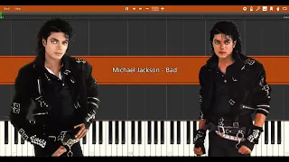 Michael Jackson - Bad (Synthesia Piano Tutorial)