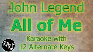 All of Me Karaoke - John Legend Instrumental Lower Higher Female Original Key Version