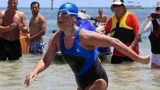 Diana Nyad arrives on Florida beach after record 110-mile swim from Cuba