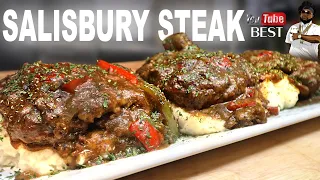 HOW TO MAKE SALISBURY STEAKS + BROWN GRAVY + GARLIC MASHED POTATOES