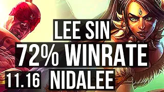 LEE SIN vs NIDALEE (JUNGLE) | 15/0/7, 72% winrate, Legendary | KR Master | v11.16