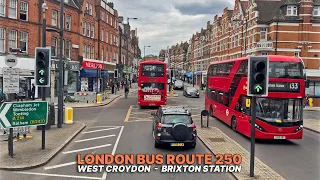 Virtual Bus Ride through South London: Upper Deck POV from Croydon to Brixton aboard Bus Route 250 🚌