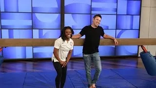 'Average Andy' with Simone Biles