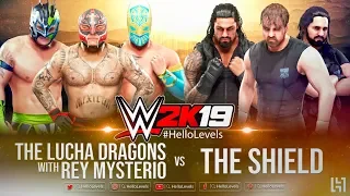 WWE 2K19 Rey Mysterio And The Lucha Dragons vs The Shield | WWE 2K19 6 MAN TAG TEAM Match Gameplay