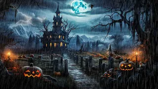 Heavy Rain Halloween Night Ambience: Spooky Sounds With Rain And Thunder Sounds To Relax And Rest 🎃