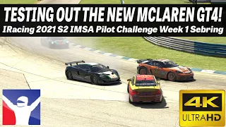 TRYING OUT THE ALL NEW MCLAREN GT4! IRacing IMSA Pilot Challenge @ Sebring