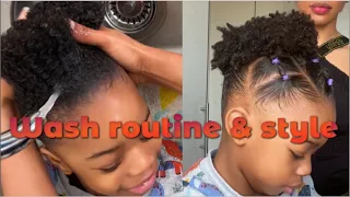 Kids natural hairstyle & wash day routine | no cornrows or braids #kidshair