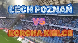 Lech Poznań vs Korona Kielce Piknik w Kotle Transparenty na Rząse, Rutkowskiego i piłkarzy.