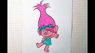 Троль Розочка. Раскраски для детей | Troll Rose. Coloring pages for kids.