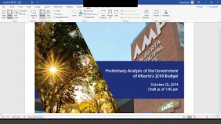 Preliminary analysis on Alberta's Budget 2019
