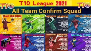 T10 league 2021 all teams Full squad | | All Teams Player list for Abu Dhabi T10 cricket League 2021