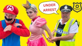 The Super Mario Bros Princess Peach ARRESTED! Funny Moments Mario & Luigi