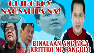 QUIBOLOY NAGBABALA SA MGA KRITIKO NH PANGULO!KUNG GUSTO PA NILANG MANALO!