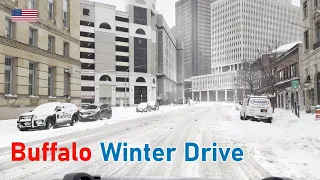 USA Travel - Buffalo New York 4K 🇺🇸 Winter Snow Storm Drive in Downtown |  Winter Road Trip