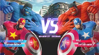 Blue Hulk & Red Captain America VS Red Hulk & Blue Captain America I Marvel vs Capcom Infinite