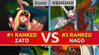 GGST ▰ Domi (#1 Ranked Zato) vs NBNHMR (#3 Ranked Nagoriyuki). High Level Gameplay