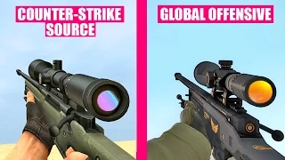 Counter-Strike Global Offensive vs Counter Strike Source - Weapons Comparison