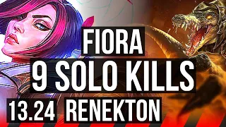 FIORA vs RENEKTON (TOP) | 9 solo kills, 13/1/1, 1300+ games, Legendary | BR Grandmaster | 13.24