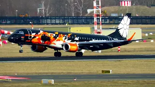 BELAVIA E195 WORLD OF TANKS Livery Landing and Takeoff at Berlin Brandenburg BER Airport | EW-400PO