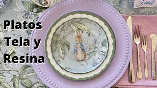 PLATOS DECOUPAGE CON SERVILLETAS, TELA  Y RESINA | Michelle Garres