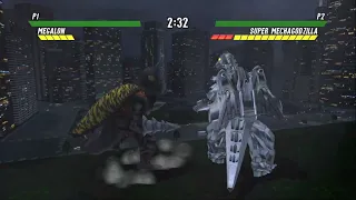 Megalon Digging Destroys Buildings - Gameplay Feature Showcase - Godzilla: STE Melee