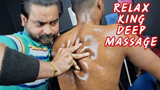 ASMR Deep Body Massage With Oil and Scratching Head Massage | Relax King Biswajit Barber