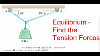 How to Find the Cable Tension Forces – Static Equilibrium – Equilibrium Problem 3