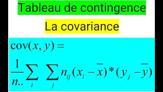 N°47: Calcul de la covariance "cov(x,y)" d’une série à 2 caractères (tableau de contingence)