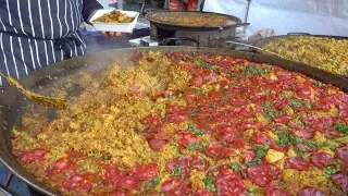 Binge of Paellas, Rice and Pasta in Huge Pans. London Street Food