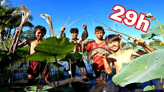 29h Cắm Câu Cá Lóc Ngủ Lại Trên Đầm Lầy Sen | 1 Ngày Bội Thu Cho TEAM Sang Vlog