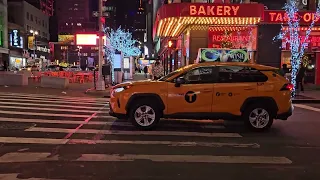 NYC Walk-through (2024) : Times Square to Columbus Circle at night - 4K