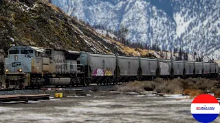 CP 7023 leads CP 308 through Spence's Bridge, BC!