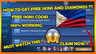 CLAIM NOW!!/HOW TO FREE SKINS🔥 AND DIAMONDS🔥 IN MOBILE LEGEND BANG BANG/FREE SKINS CODES CLAIM NOW.