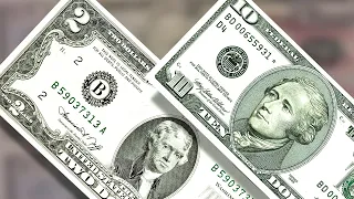 How $2 bills compare to $10 bills