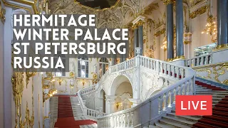Tour Inside of The HERMITAGE Museum of Winter Palace in St Petersburg, Russia. LIVE