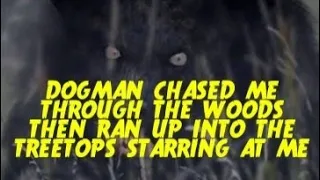 DOGMAN CHASED ME THROUGH THE WOODS THEN RAN UP INTO THE TREETOPS STARRING AT ME