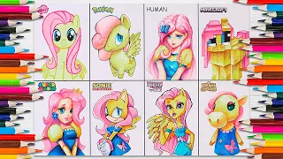 Drawing Fluttershy in 8 Different Styles! My Little Pony Art Tutorial