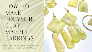 Polymer Clay Faux Quartz Crystal Marble Earrings | How To DIY Translucent Faux Stone Mokume Gane