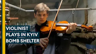 Violinist in Kyiv bomb shelter joins in global virtual concert