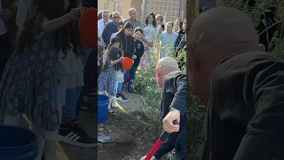 Bishop Alberto Rojas and the community of St. Mel, planted an Olive tree in front of the Church