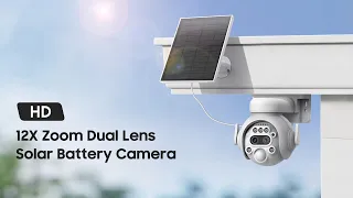 SECTEC New 12X Zoom Dual Lens Solar Battery Powered Outdoor PTZ Camera