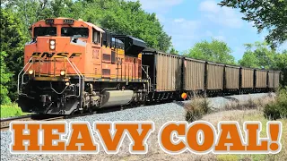 [4K] AN ACE LEADS A COAL TRAIN THRU CROSSING WITH A TERRIBLE HORN!