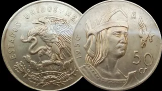 Moneda de"  PLATA " 50 centavos Cuauhtémoc/ *** Cuanto Valen $$$ *** / Monedas Mexicanas valiosas.